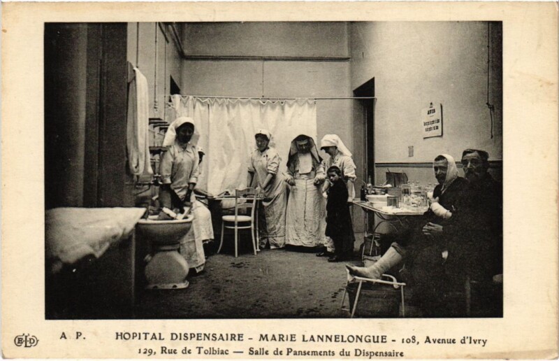 Carte postale ancienne Paris 13e Hopital Dispensaire Marie-Lannelongue 129, Rue Tolbiac à Paris 13e