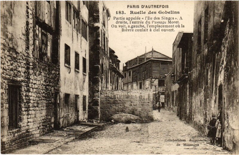Carte postale ancienne Paris 13e Ruelle des Gobelins à Paris 13e