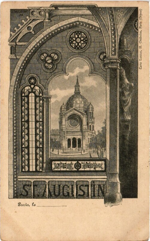 Carte postale ancienne Paris Saint-Augustin Litho