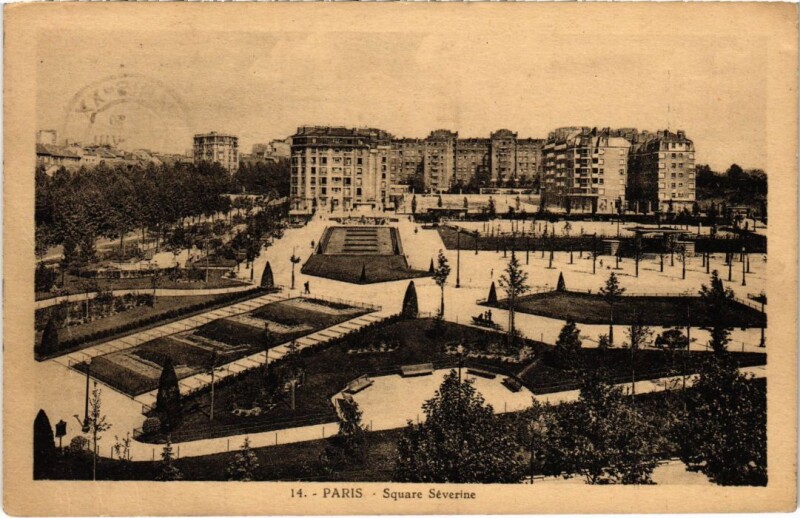 Carte postale ancienne Square Séverine à Paris 20e