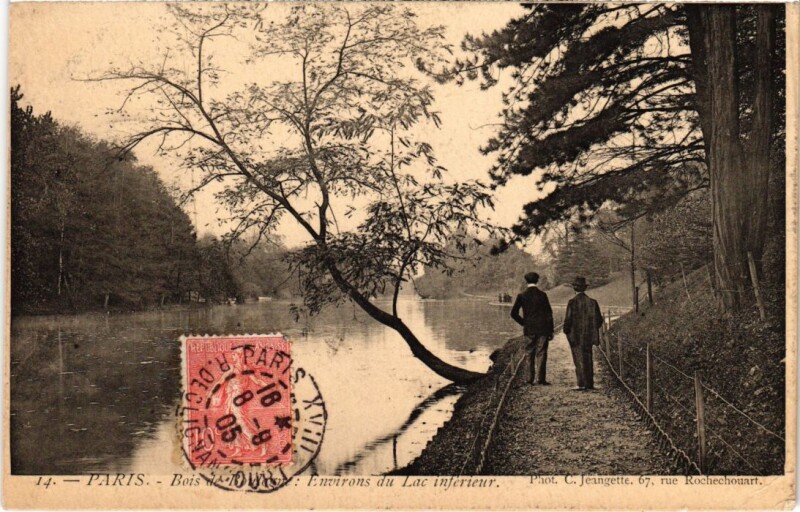 Carte postale ancienne Bois de Boulogne - Environs du Lac inférieur à Paris
