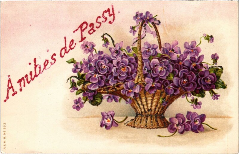 Carte postale ancienne Amitiés de Passy à Paris 16e