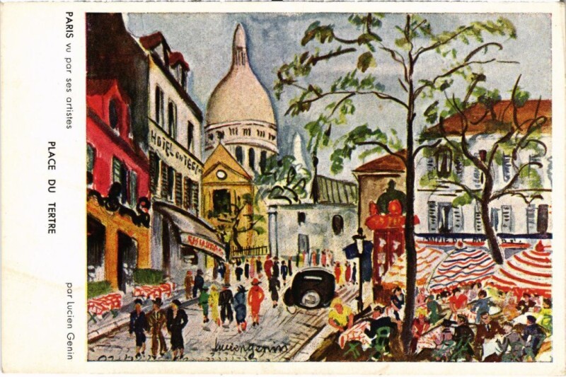 Carte postale ancienne Place du Tertre à Paris 18e