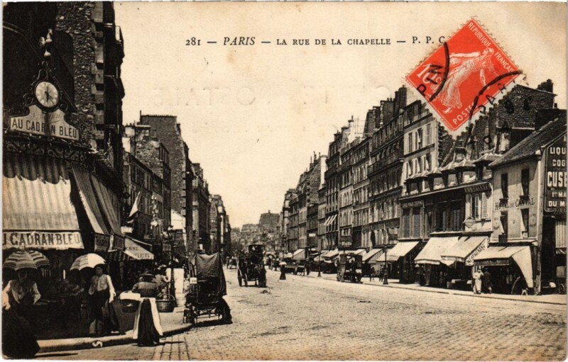 Carte postale ancienne La Rue de la Chapelle à Paris 18e