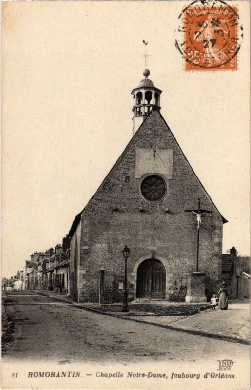 Carte postale ancienne Romorantin Chapelle Notre-Dame France