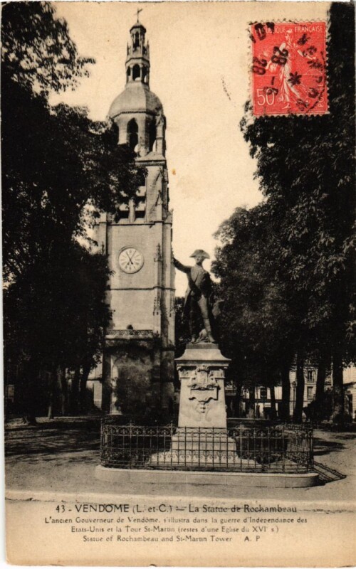 Carte postale ancienne Vendome La Statue de Rochambeau France