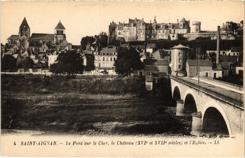Carte postale ancienne Saint-Aignan Le Pont sur le Cher, le Chateau France à Saint-Aignan