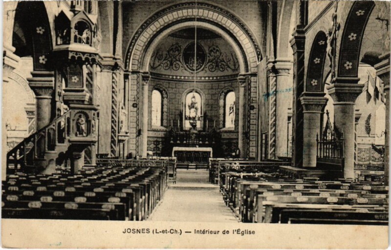 Carte postale ancienne Josnes Interieur de l'Eglise France à Josnes