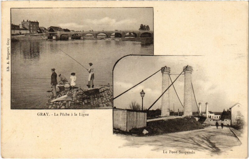 Carte postale ancienne Gray La Peche a la Ligne