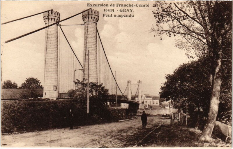 Carte postale ancienne Gray Pont suspendu