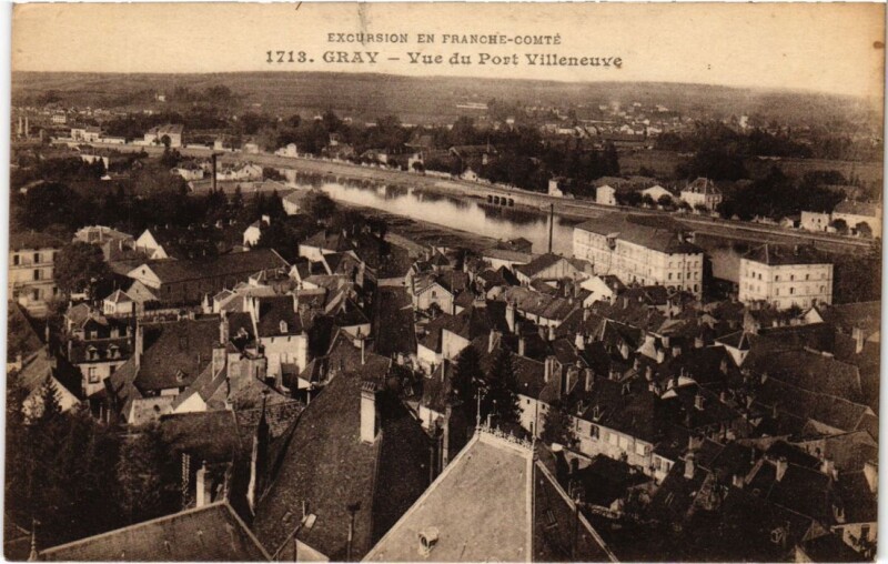 Carte postale ancienne Gray Vue du port Villeneuve