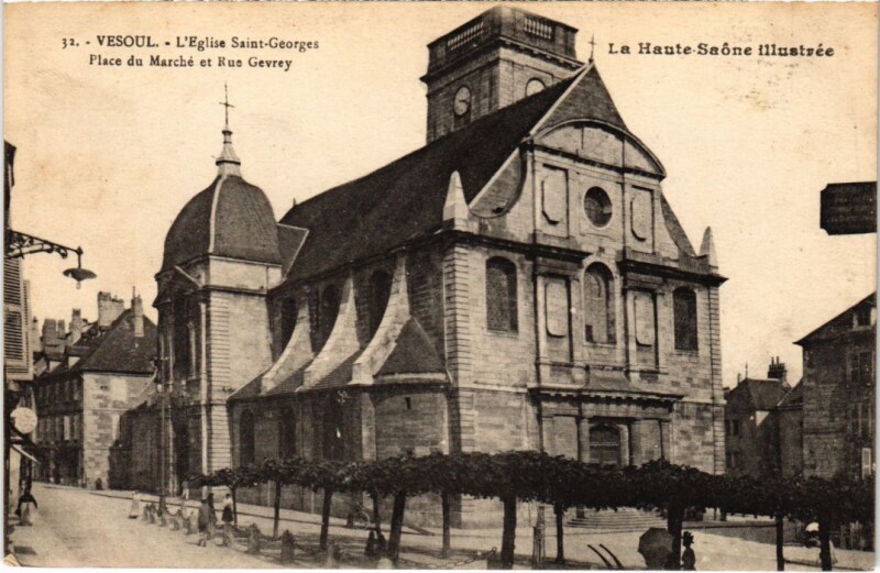 Carte postale ancienne Vesoul Eglise Saint-Georges Place du Marche à Vesoul
