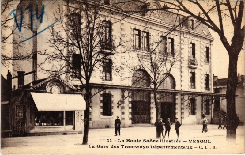 Carte postale ancienne Vesoul gare des Tramways à Vesoul