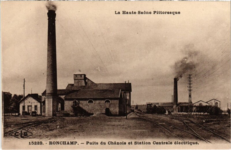 Carte postale ancienne Ronchamp Puits du Chanois et Station centrale à Ronchamp