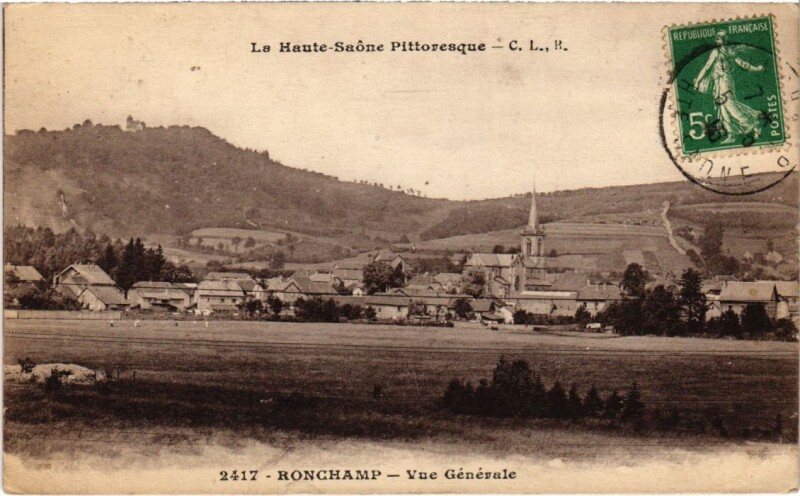 Carte postale ancienne Ronchamp vue generale à Ronchamp