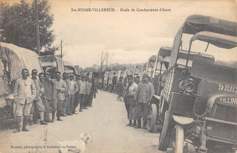 Carte postale ancienne Sainte Mesme Villebrun - Ecole De Conducteurs D'Auto - Camion - Militaire à Sainte-Mesme