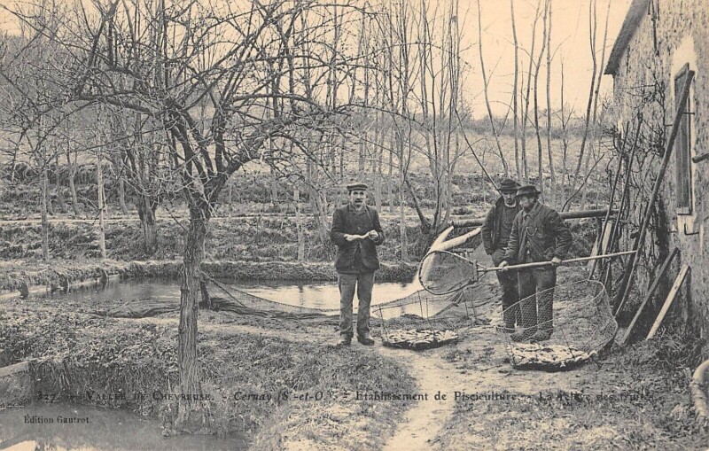 Carte postale ancienne Cernay - Etablissement De Pisciculture - Peche à Ablis