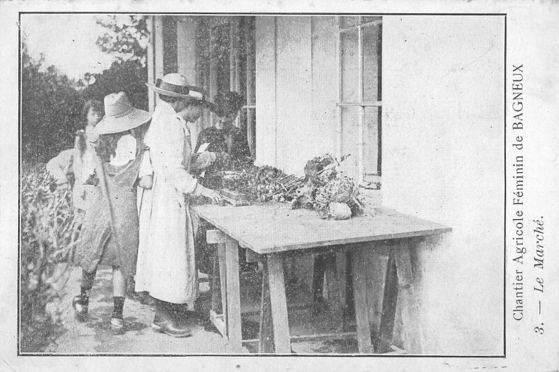 Carte postale ancienne Bagneux - Chantier Agricole Feminin De Bagneux - Le Marche à Bagneux