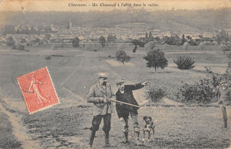 Carte postale ancienne Chevreuse - Un Chasseur A L'Affut Dans La Vallee - Chasse - Chien à Chevreuse