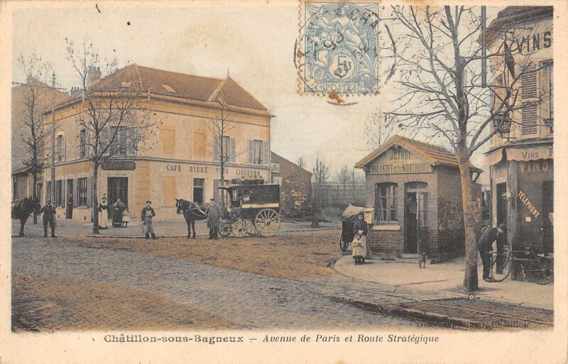 Carte postale ancienne Chatillon Sous Bagneux - Avenue De Paris Et Route Strategique - Octroi à Bagneux