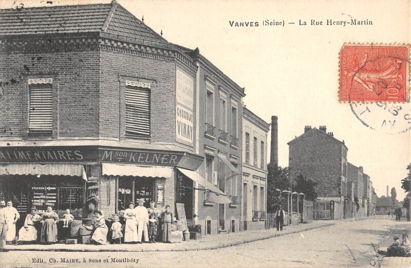 Carte postale ancienne Vanves / La Rue Henry Martin / Magasin / Maison Kelner / Produits Aliment à Vanves