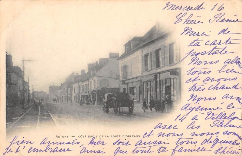 Carte postale ancienne Antony - Cote Droit De La Route D'Orleans à Antony