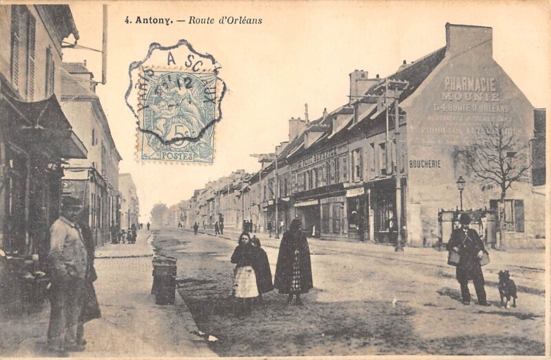 Carte postale ancienne Antony - Route D'Orleans - cliché rare à Antony