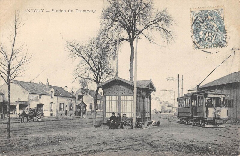 Carte postale ancienne Antony / Station Du Tramway à Antony
