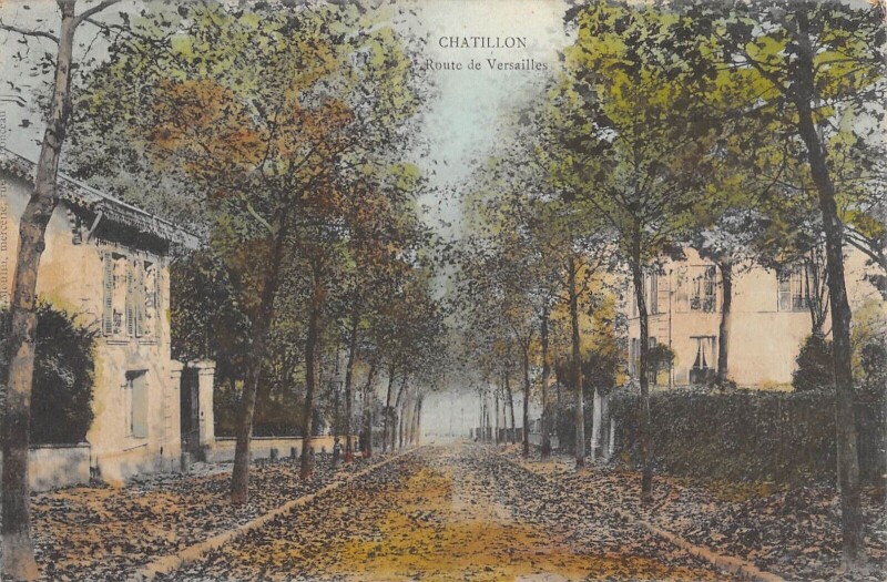 Carte postale ancienne Chatillon - Route De Versailles - cliché colorisé