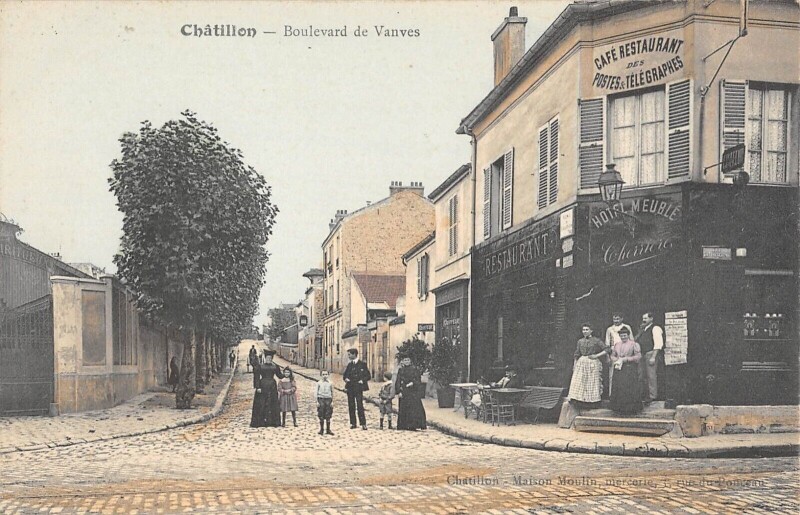 Carte postale ancienne Chatillon - Boulevard De Vanves - Cafe Des Postes Telegraphes à Vanves