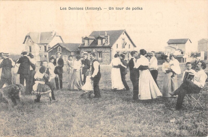 Carte postale ancienne Les Denises - Antony - Un Tour De Polka - Danse à Antony