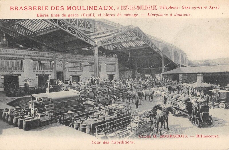 Carte postale ancienne Issy Les Moulineaux - Brasserie Des Moulineaux - Cour Des Expeditions à Issy-les-Moulineaux