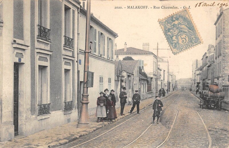 Carte postale ancienne Malakoff - Rue Chauvelot - cliché colorisé à Malakoff