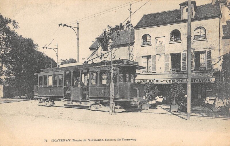 Carte postale ancienne Chatenay Route De Versailles / Station Du Tramway