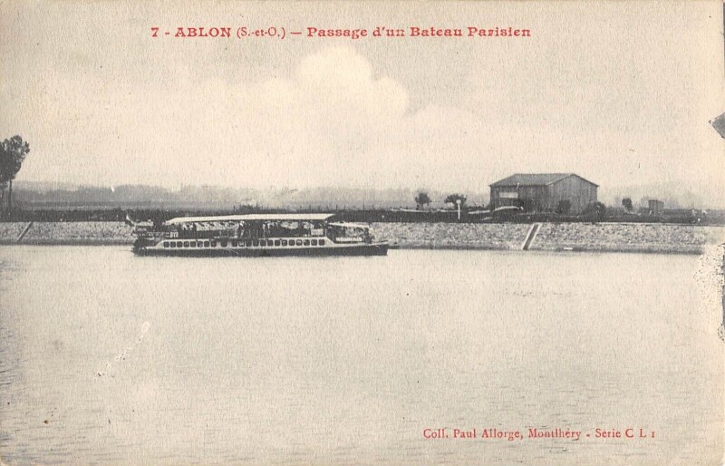 Carte postale ancienne Ablon - Passage D'Un Bateau Parisien - cliché rare