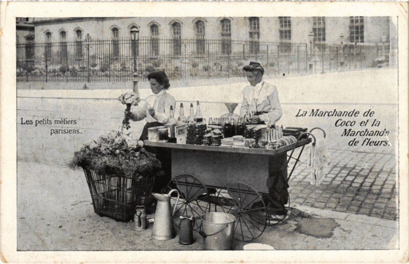 Carte postale ancienne Paris Petits Metiers la marchande de coco et de Fleurs