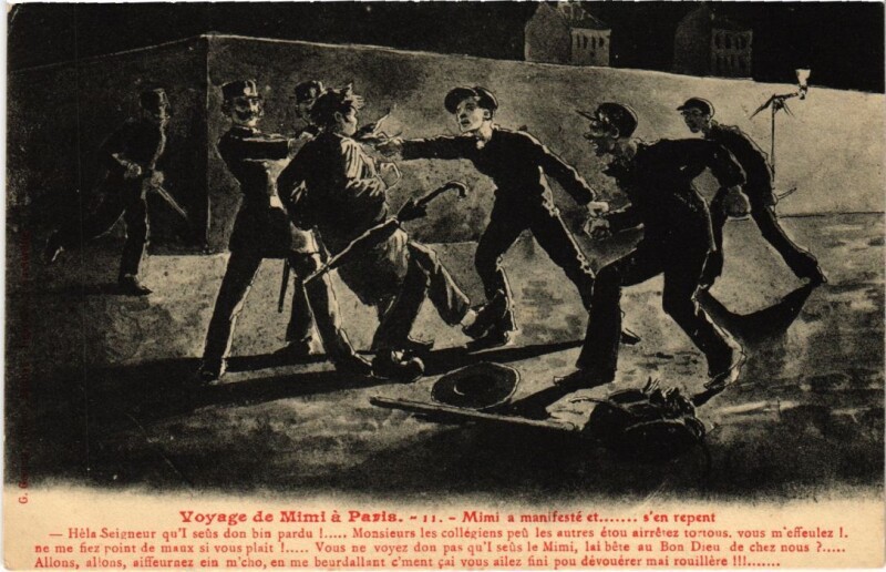 Carte postale ancienne 11 Voyage de Mimi a Paris a manifeste et …. S'en repent