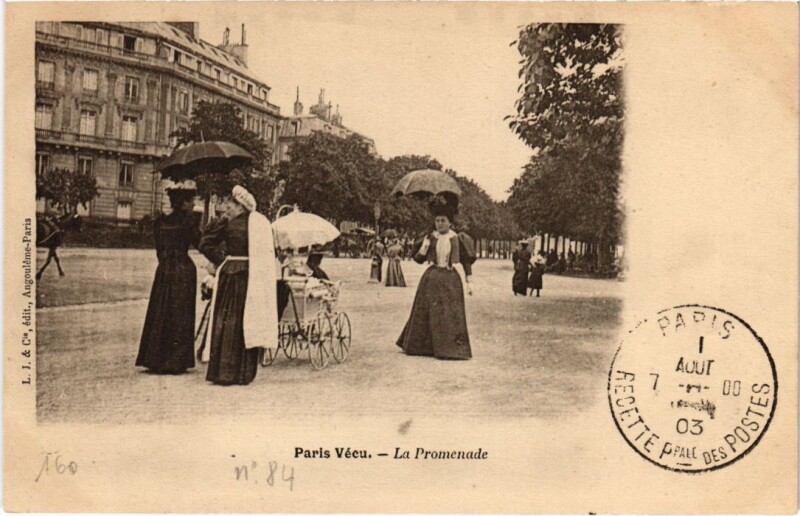 Carte postale ancienne Paris Vecu. La Promenade