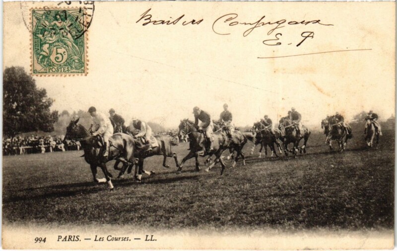 Carte postale ancienne Paris 16e Les Courses Nd Phot à Paris 16e