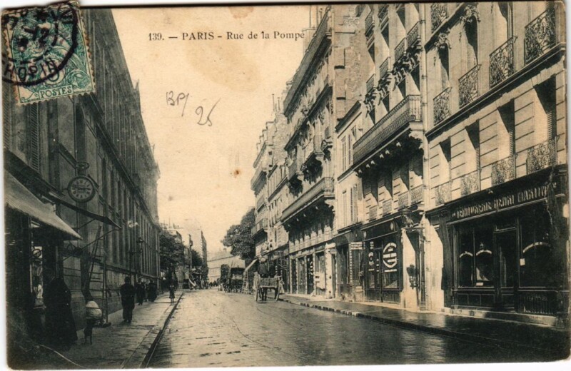 Carte postale ancienne Rue de la Pompe à Paris 16e