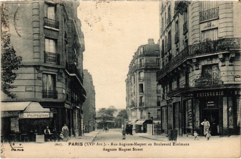 Carte postale ancienne Rue Auguste-Maquet au Boulevard Exelmans à Paris 16e