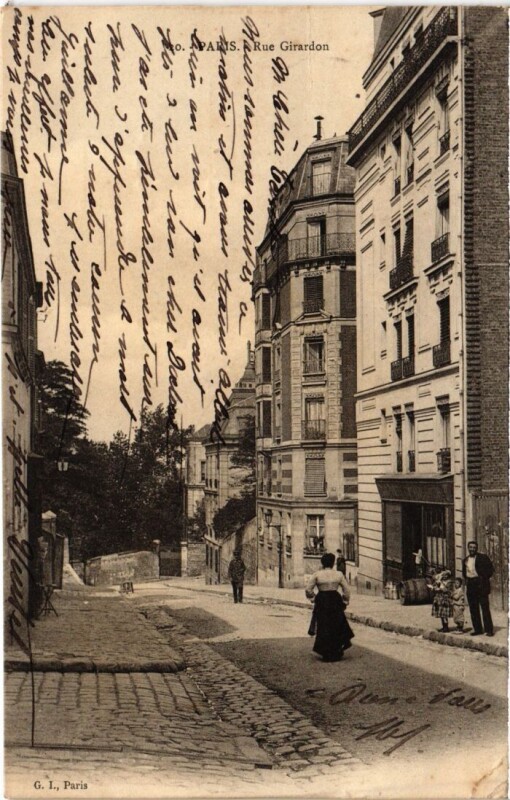 Carte postale ancienne Rue Girardon à Paris 18e
