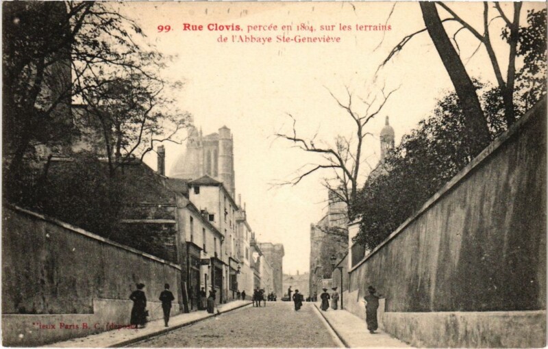 Carte postale ancienne Paris 5e Rue Clovis Abbaye Sainte-Genevieve à Paris 5e