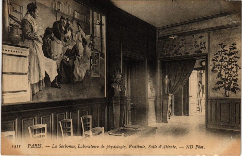 Carte postale ancienne Paris 5e la Sorbonne laboratoire de physiologie Vestibule à Paris 5e
