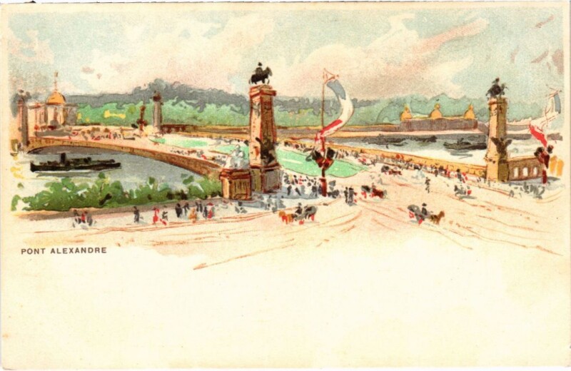 Carte postale ancienne Paris Pont Alexandre Iii Litho