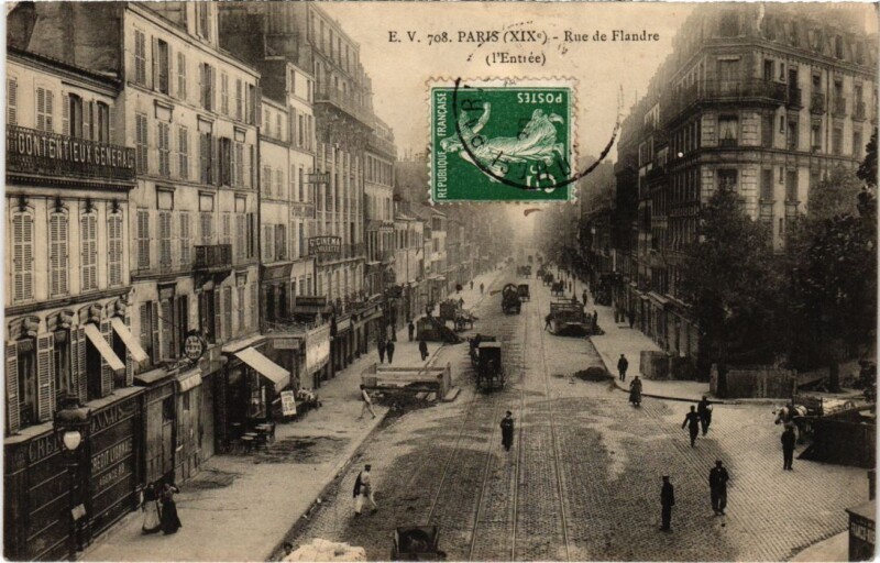Carte postale ancienne Rue de Flandre - l'Entrée à Paris 10e