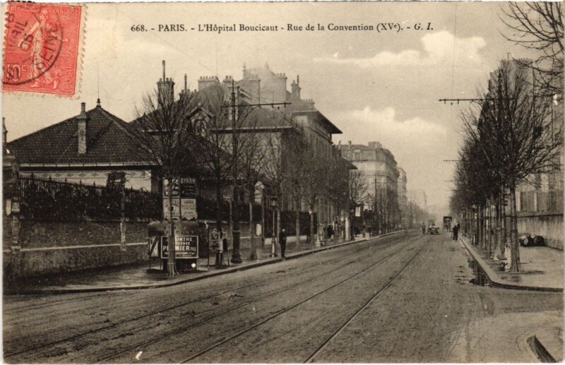 Carte postale ancienne L'Hôpital Boucicaut - Rue de la Convention à Paris 15e