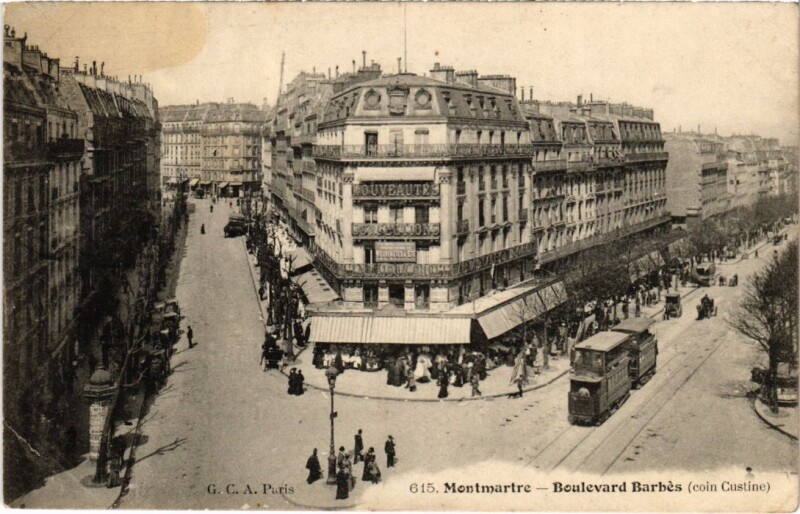 Carte postale ancienne Montmartre - Boulevard Barbès coin Custine à Paris 18e