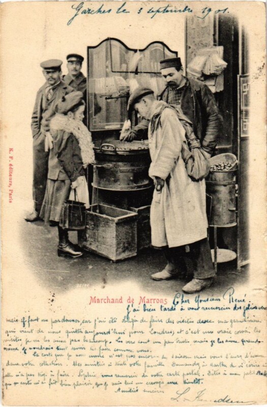Carte postale ancienne Paris Petits Metiers Le Marchand de marrons
