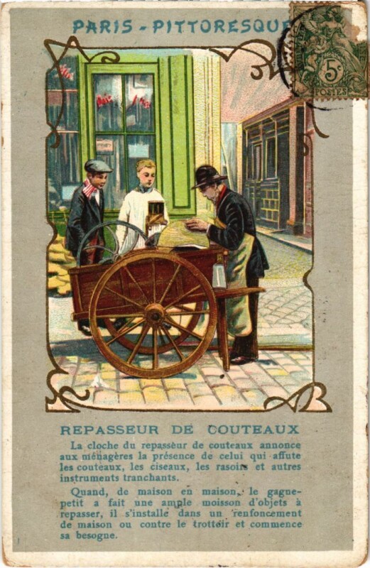 Carte postale ancienne Paris Petits Metiers Repasseur de couteaux